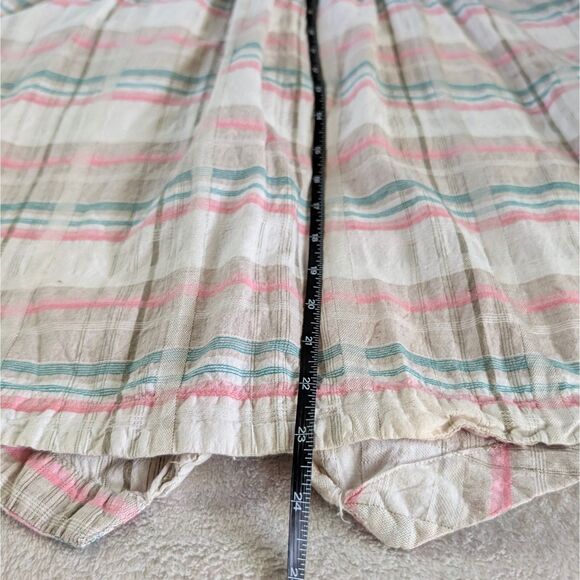 Vintage Plaid Button Down Shirt Blouse Women's Medium/Large Cream Puff Sleeve - Picture 6 of 6